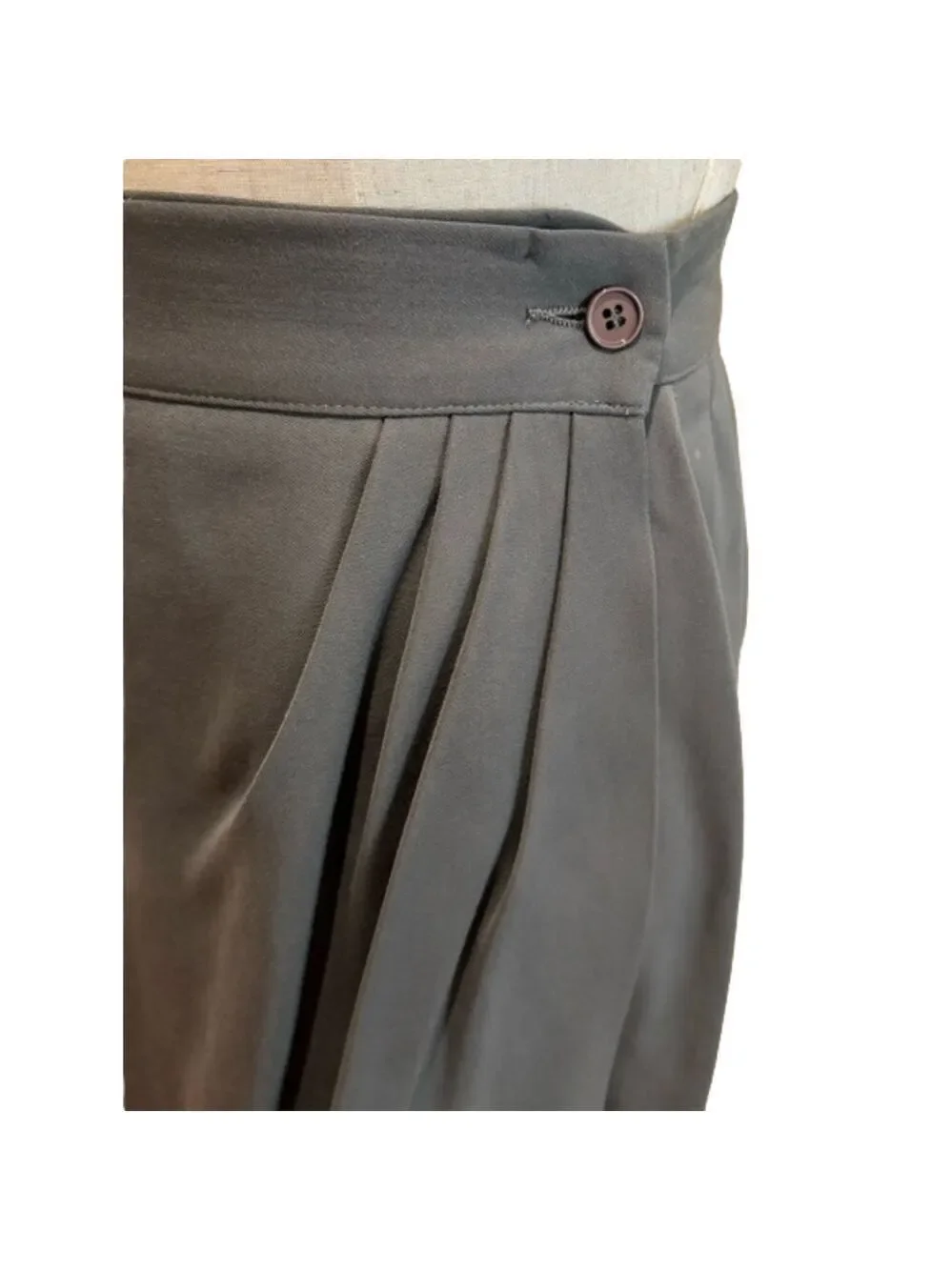 80s JOAN & DAVID ITALIAN FAUX WRAP PENCIL SKIRT CHARCOAL GRAY DRAPED PLEATS